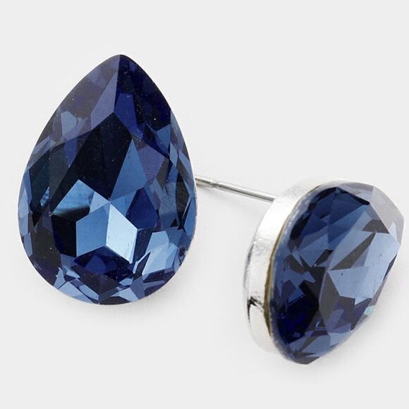 Montana Blue Teardrop Crystal Silver Earrings - Picture 2 of 5